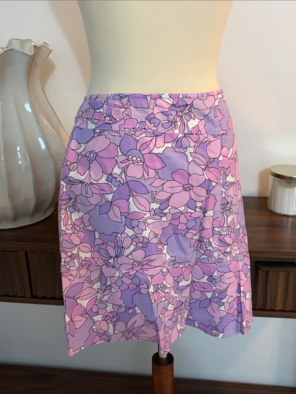 Ann Taylor LOFT Lavender Purple Floral Skirt Sz 16 - Picture 5 of 8
